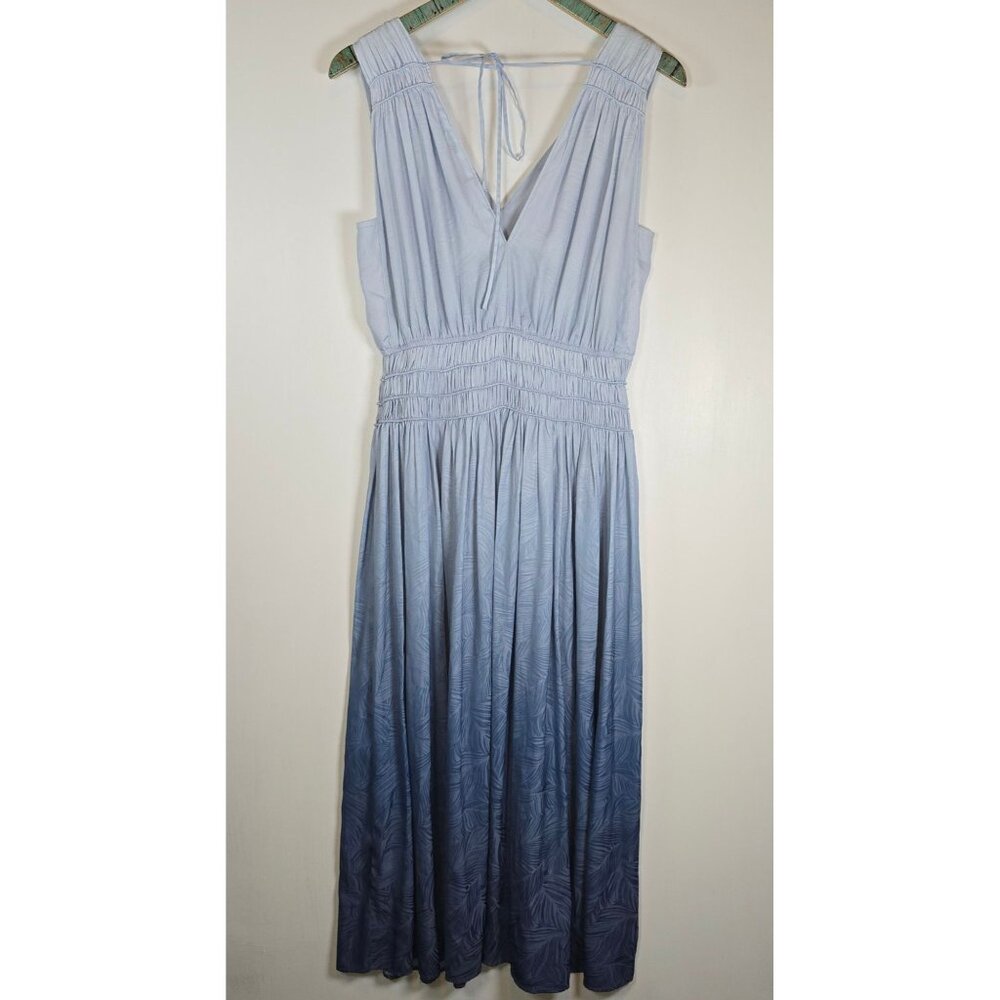Current Air Los Angeles Lined Silky Ombre Blue Floral Grecian Summer Dress, Sz S - Picture 8 of 11